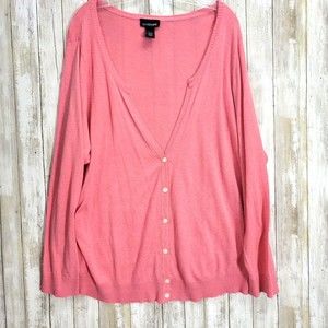 Lane Bryant Long Sleeves V Neck Button Front Cardigan Pink Sz 26/28